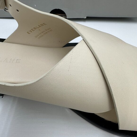 Everlane The City Crossover Sandals sz 7 Parchment Leather Ankle Strap Buckle - Picture 2 of 7